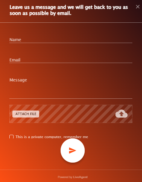 customer support live chat window