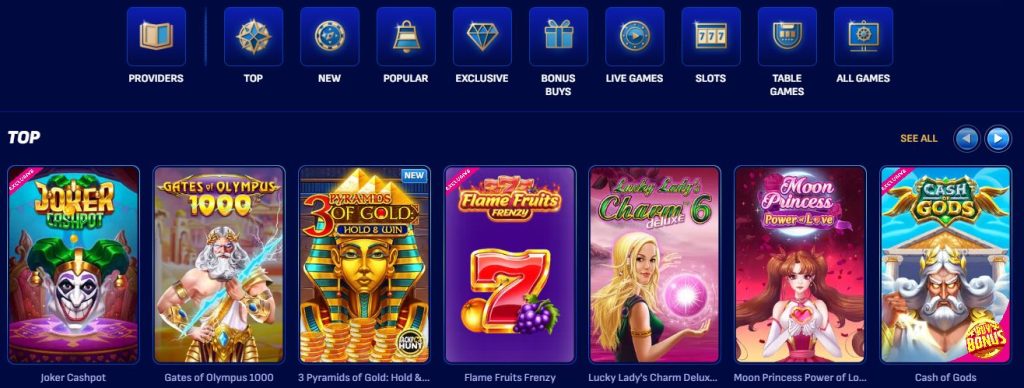 games and slots at wonaco's selection