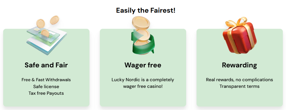 Lucky Nordic security and responsible gaming. Lucky Nordic is completely wager-free casino!