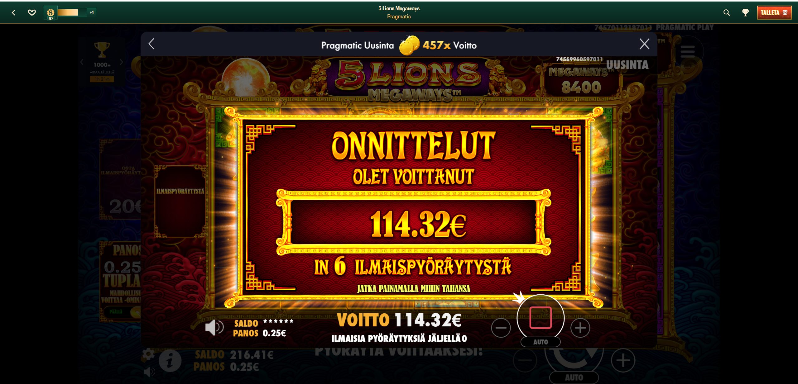 5 Lions Megaways – Spybet (114.32 eur / 0.20 bet) | Ihalaiska