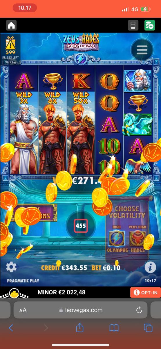 Zeus vs Hades – LeoVegas (271.45 eur / 0.1 bet) | Tiinakir