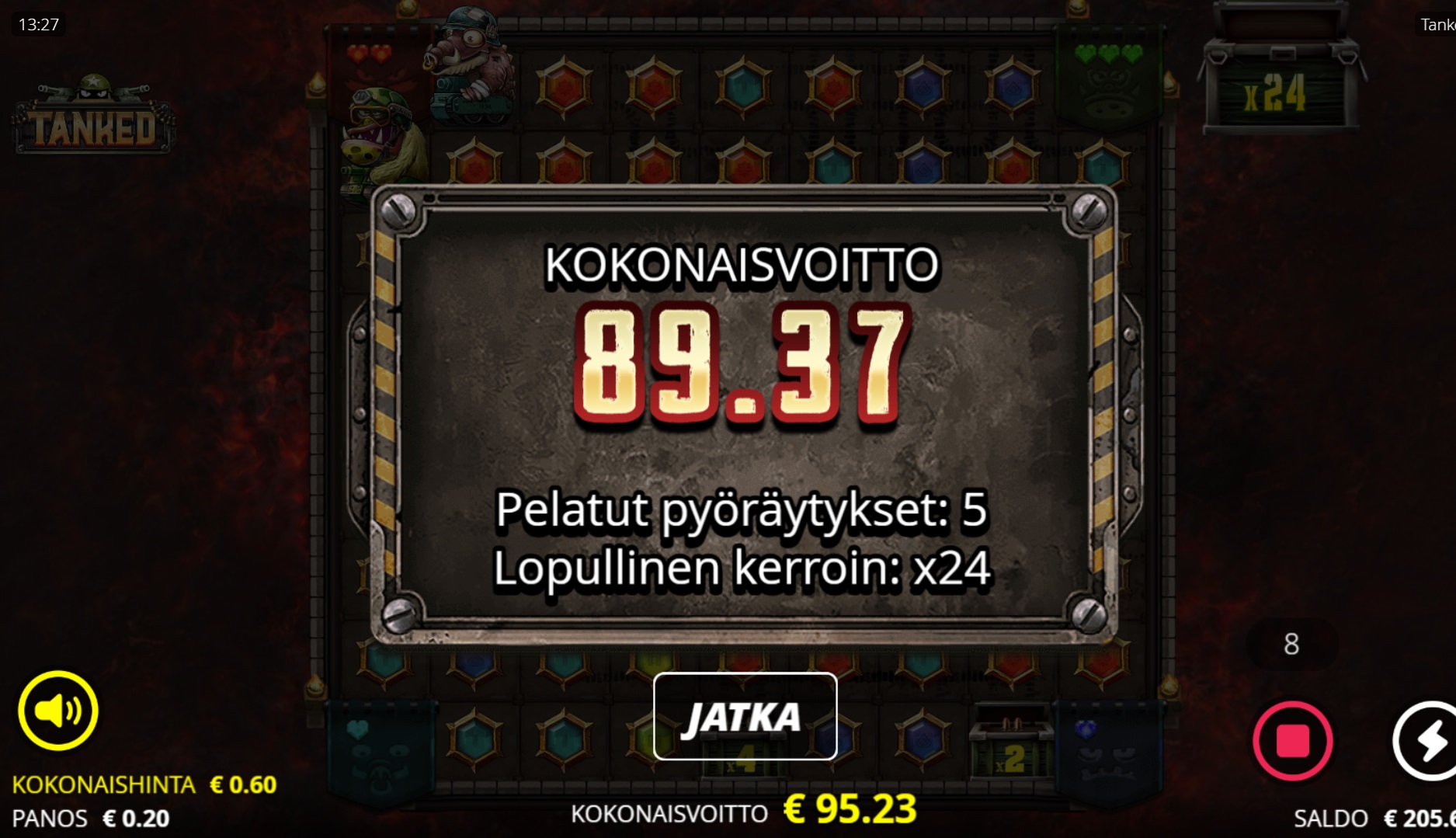 tanked – Pelikaani (95.23 eur / 0.2 bet) | ess0tus