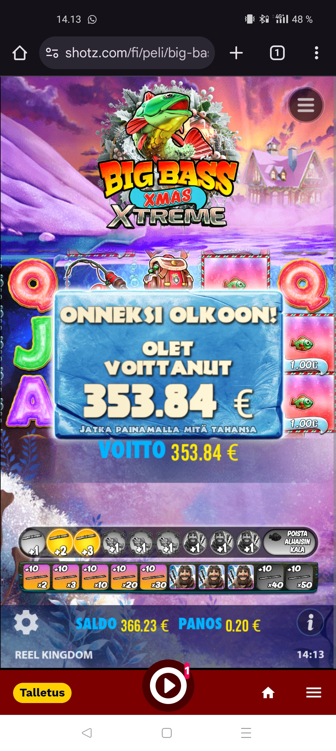 Big bass xmas xtreme – Shotz (353.84 eur / 0.20 bet) | Jopekki