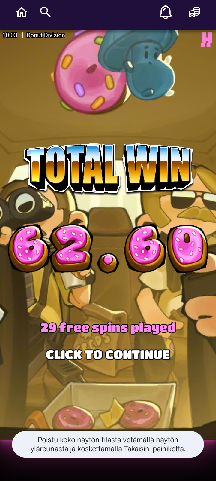 Donut division – Casino Vice (62.60 eur / 0.10 bet) | Nimismies.