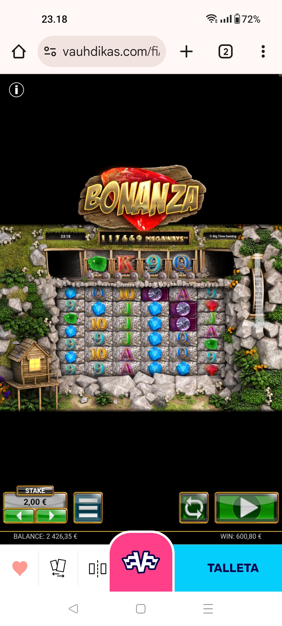 Bonanza Megaways – Vauhdikas (600.80 eur / 2 bet) | Kapteni85