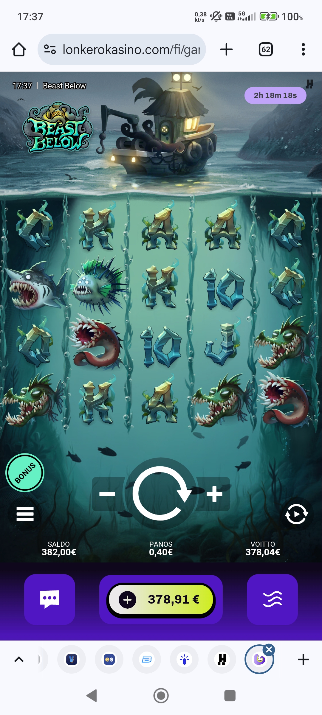 Beast Below – Lonkero (378 eur / 0.40 bet) | Milla H