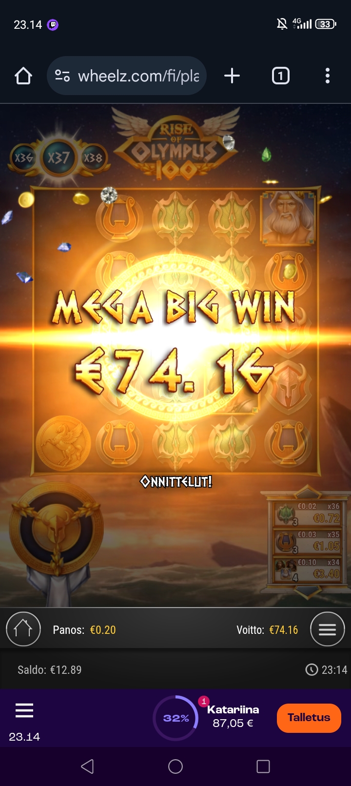 Rise of Olympus 100 – Betsson (74.16 eur / 0.20 bet) | Wunder90
