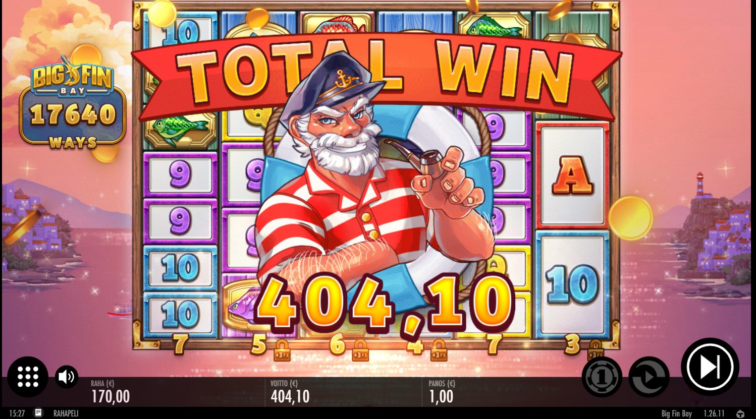 Big Fin Bay – Tuplaus (404.1 eur / 1 bet) | Kapteni85