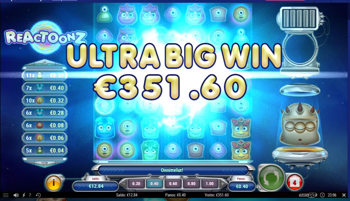 Reactoonz – Unibet (351.60 eur / 0.4 bet) | Kapteni85